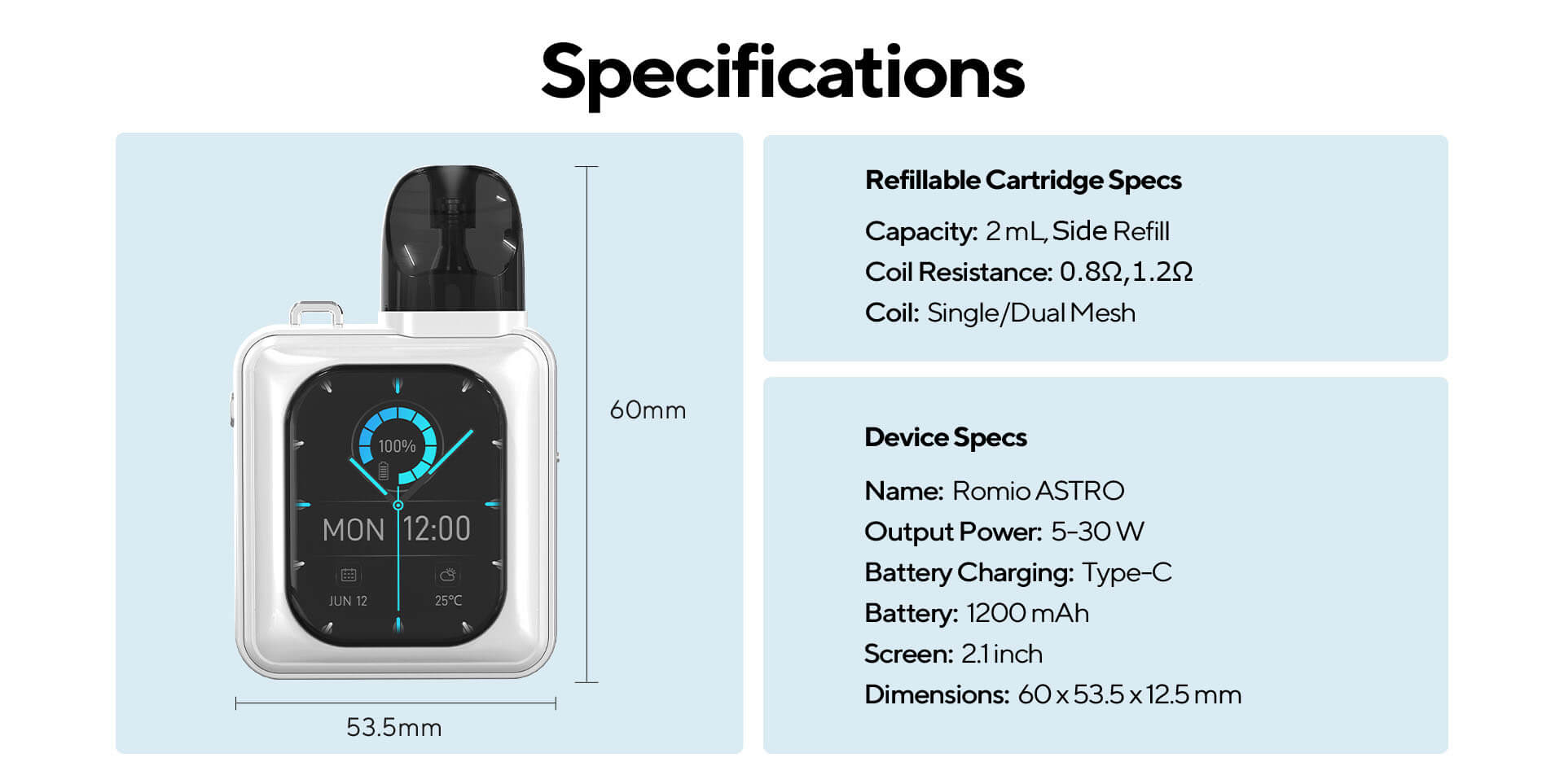 Thông số Pod Romio Astro